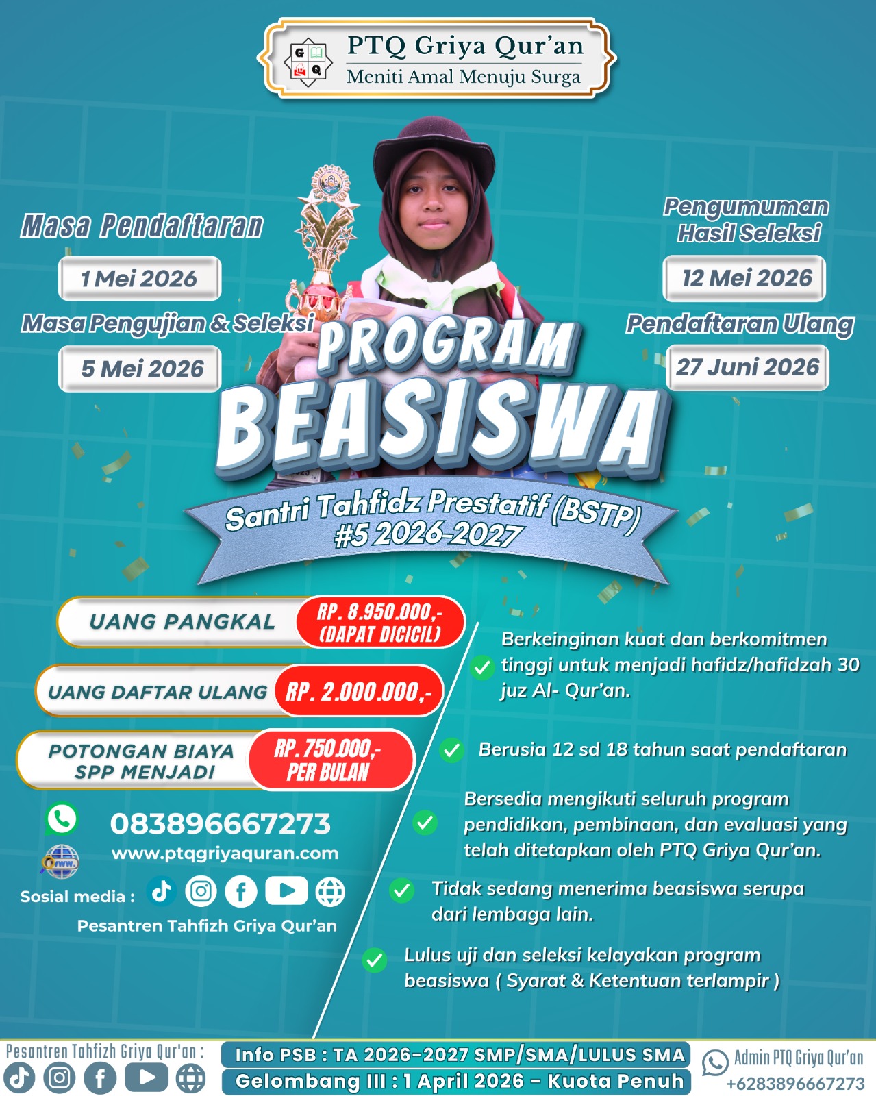 Read more about the article PENDAFTARAN SANTRI BSTP TAHUN AJARAN 2026/2027